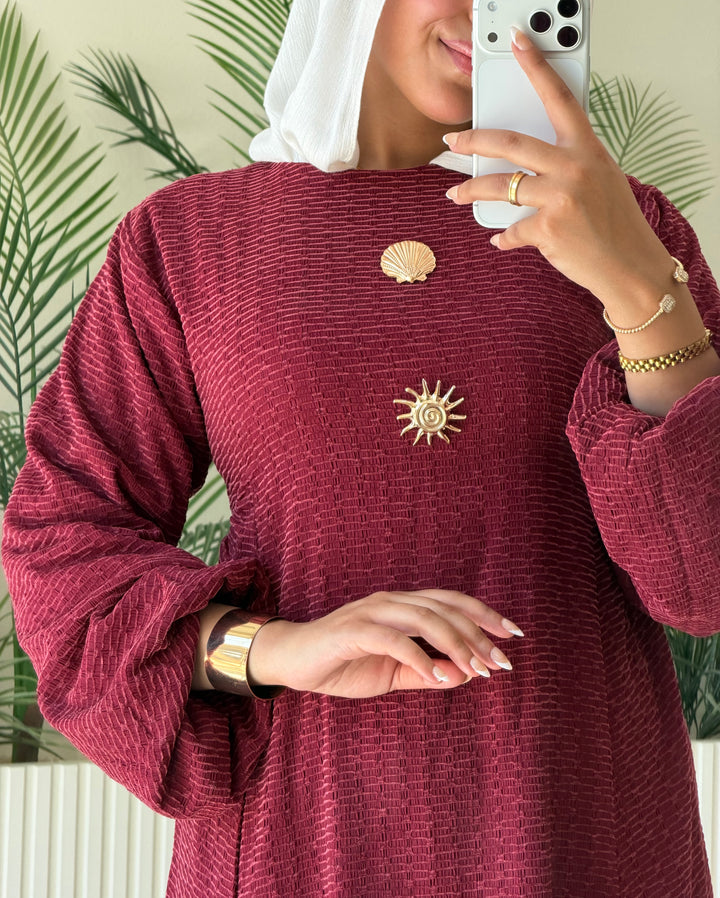 Dress Jacquard Burgandy