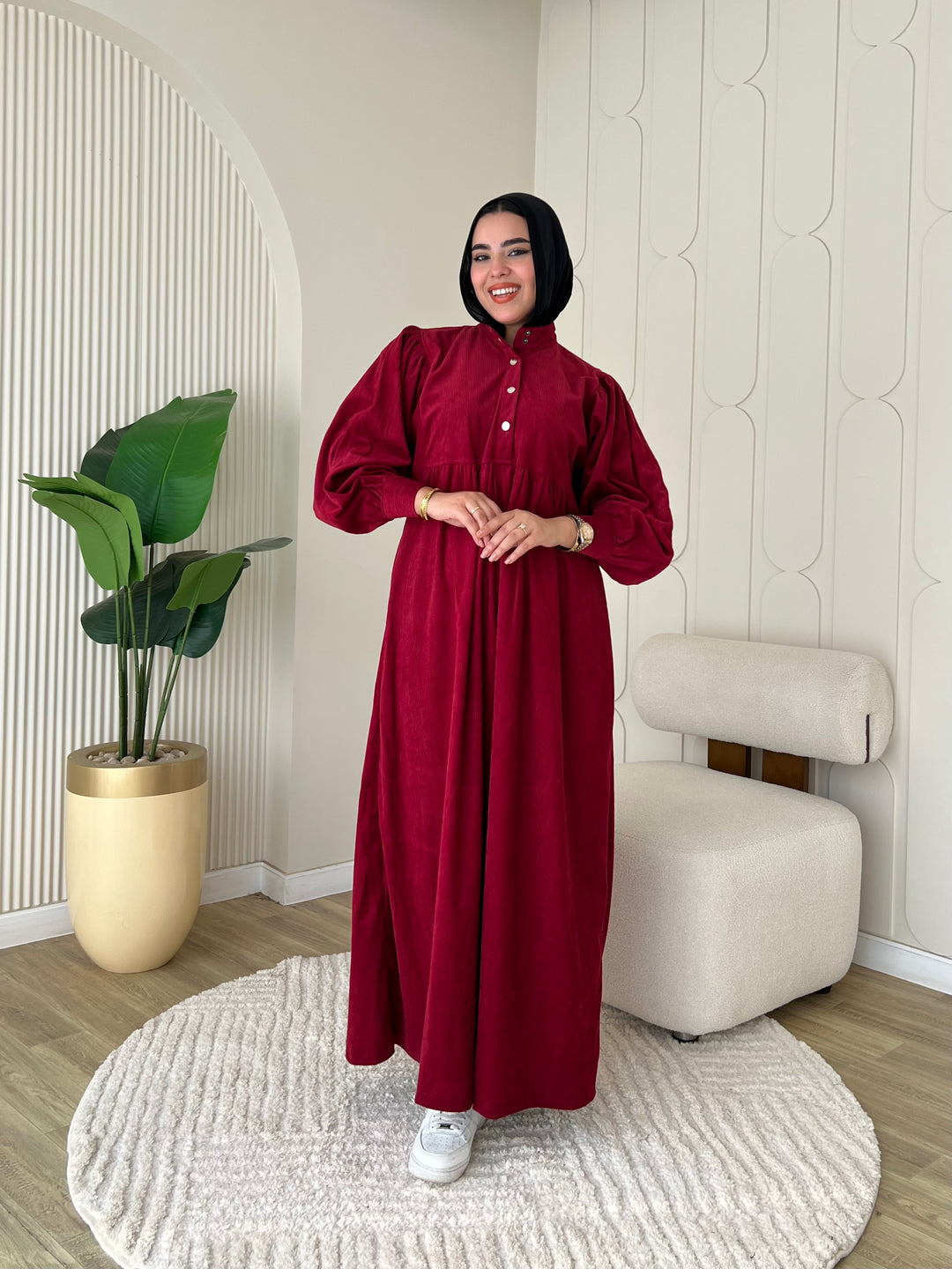 Dress Ribbed Snap Red
