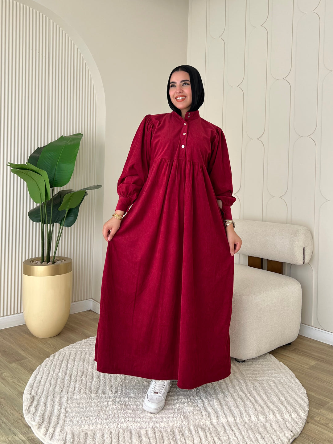 Dress Ribbed Velour Snap