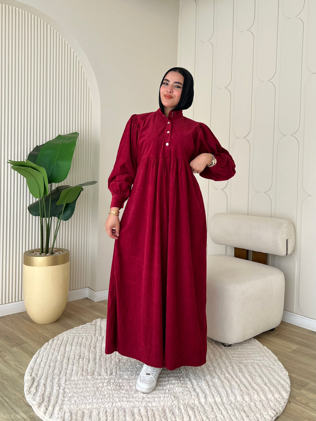 Dress Ribbed Snap Red