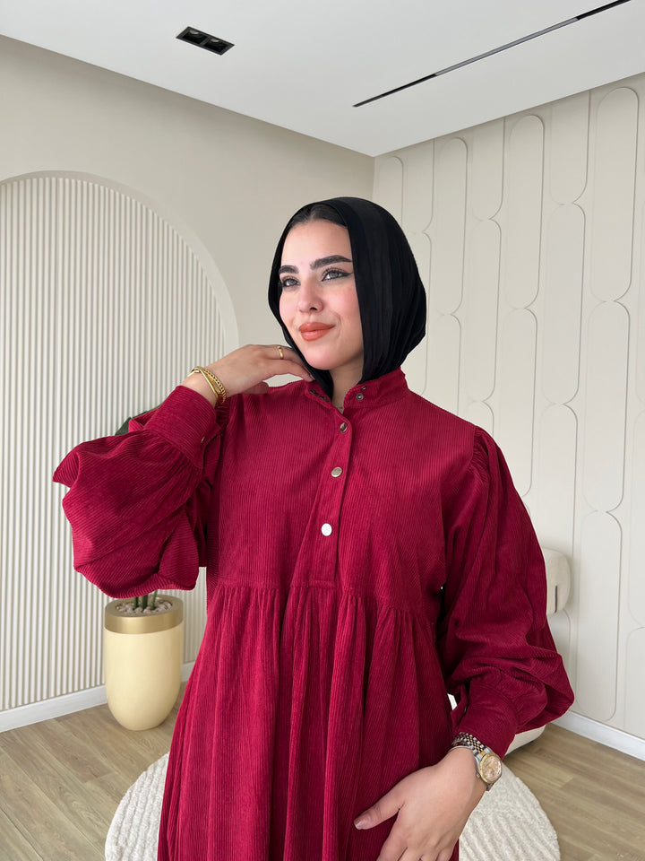 Dress Ribbed Snap Red