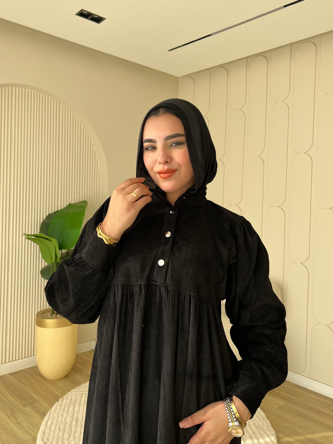 Dress Ribbed Snap Black