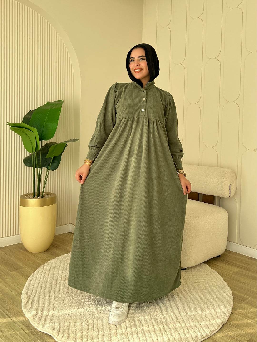 Dress Ribbed Velour Snap