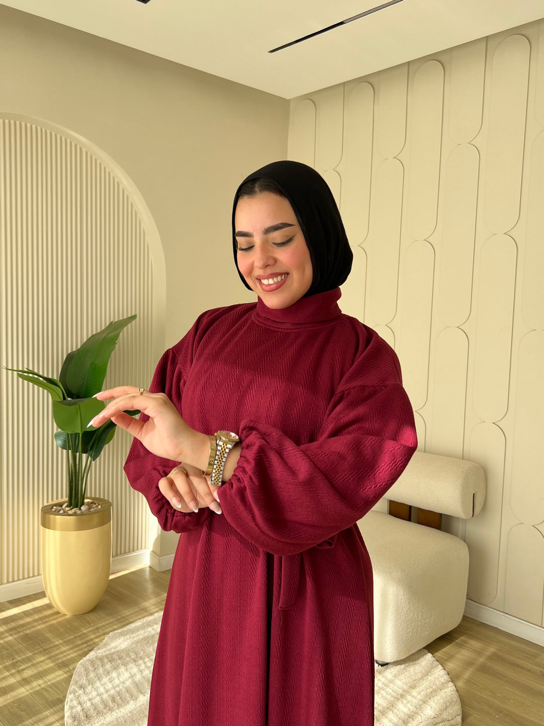 Dress Jacquard Burgundy