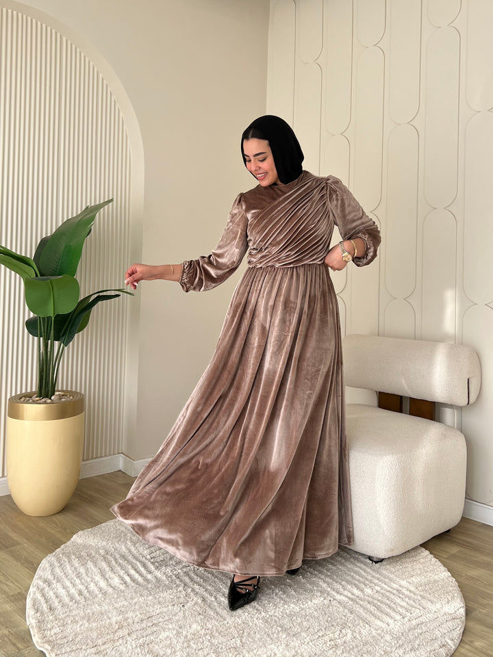Dress French Velvet Biege