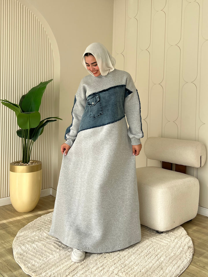 Dress Melton Denim Gray