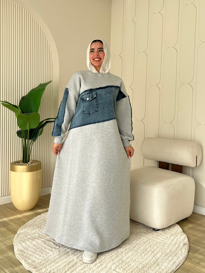 Dress Melton Denim Gray