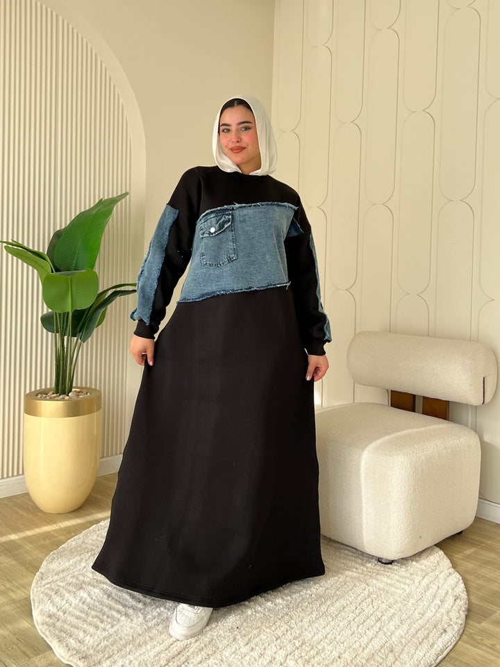 Dress Melton Denim Black