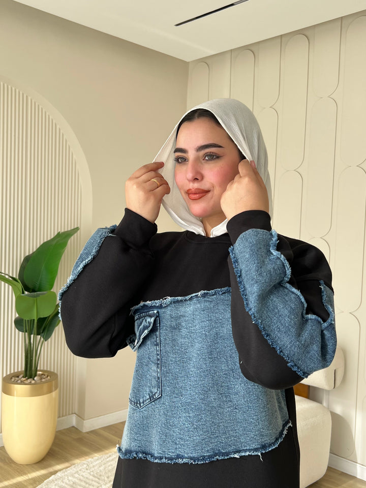 Dress Melton Denim Black