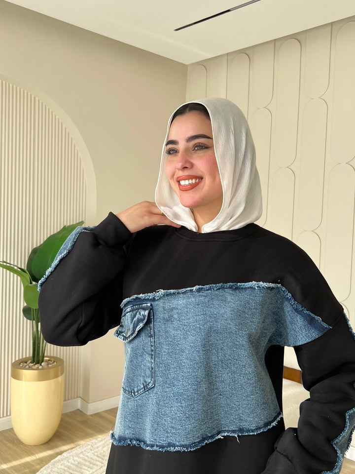 Dress Melton Denim Black