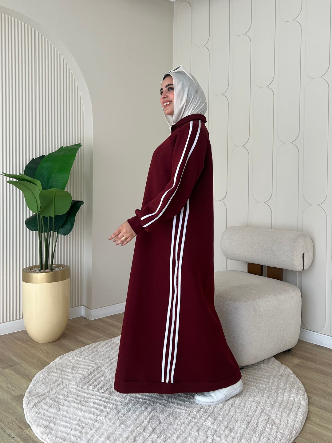 burgundy adidas dress adidas 3 STRIPES DRESS (SLIM) Burgundy Cotton XL