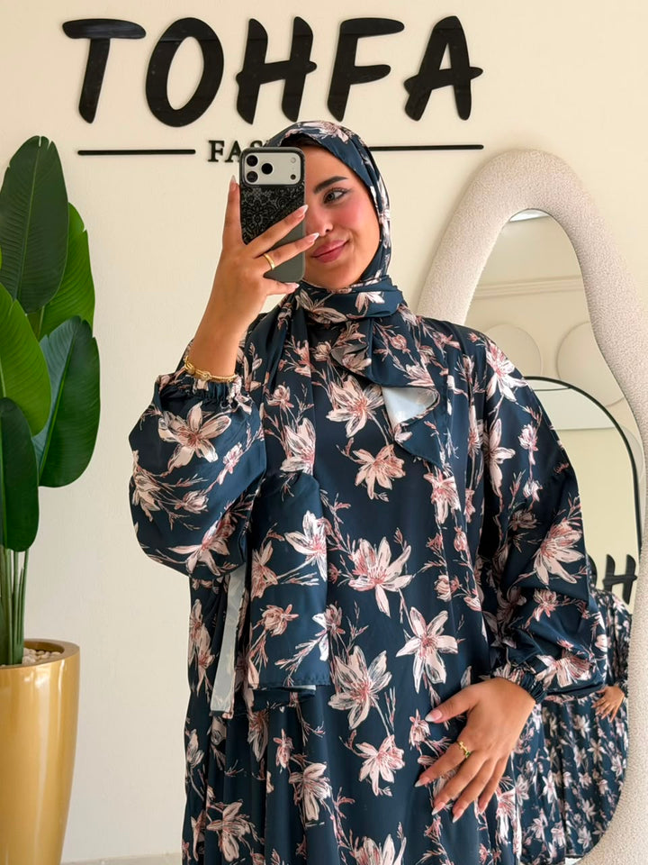 Isdal Satin Navy Bloom
