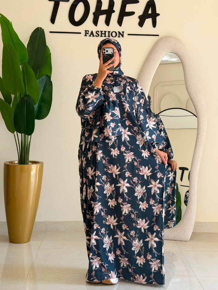 Isdal Satin Navy Bloom