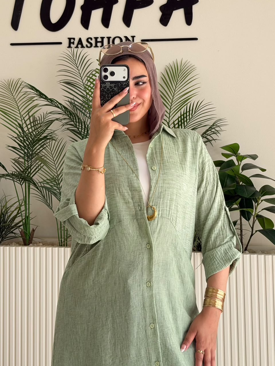 Linen Long Shirt Olive